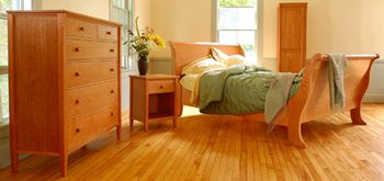 Vermont furniture can be distinguished from other American made furniture or imported furniture by the extensive use of real, solid wood. American Black Cherry is the wood most often used in Vermont furniture although sugar maple, black walnut, oak and other local species are also popular.